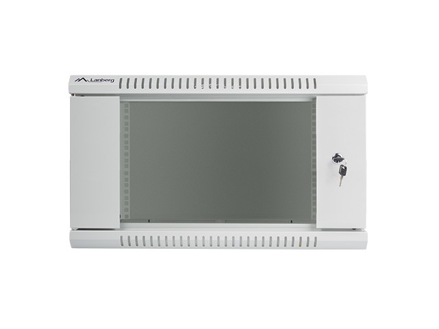 Szafa wisząca rack 19'' 6U 600x450mm szara (drzwi przednie szklane) Langberg - obrazek 3