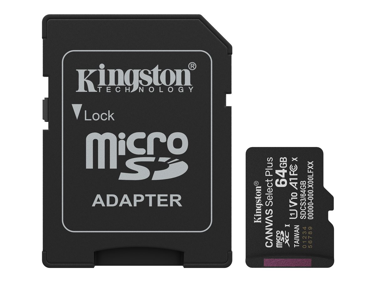 - karta pamieci MicroSD 64GB SDXC Kingston Canvas Select Plus 100MB/s + Adapter SD!