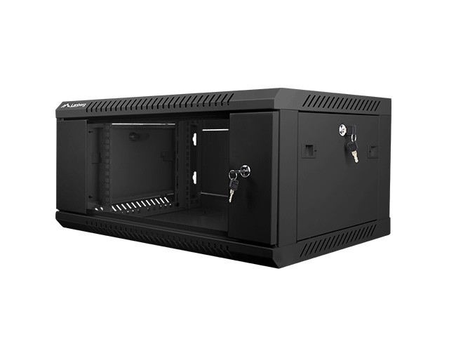 Szafa wisząca rack 19'' 4U 600x450mm czarna (drzwi przednie szklane) Langberg