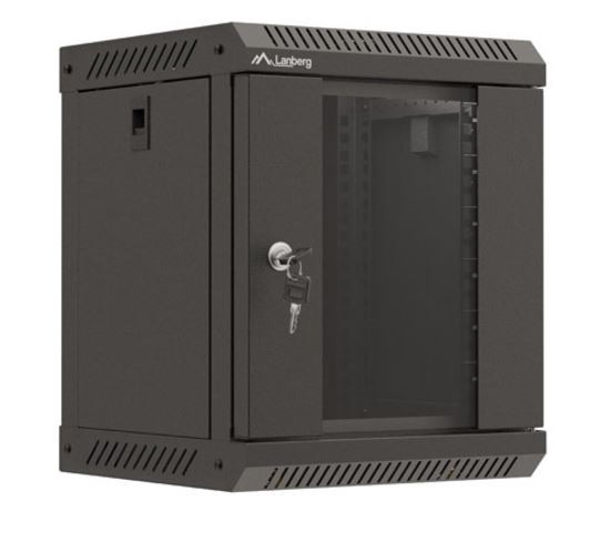 Szafa wisząca rack 10'' 6U 300x300mm czarna (drzwi przednie szklane) Langberg