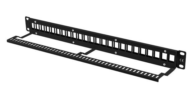 Patchpanel 19" 1U 24 porty pusty Czarny Lanberg - obrazek 2