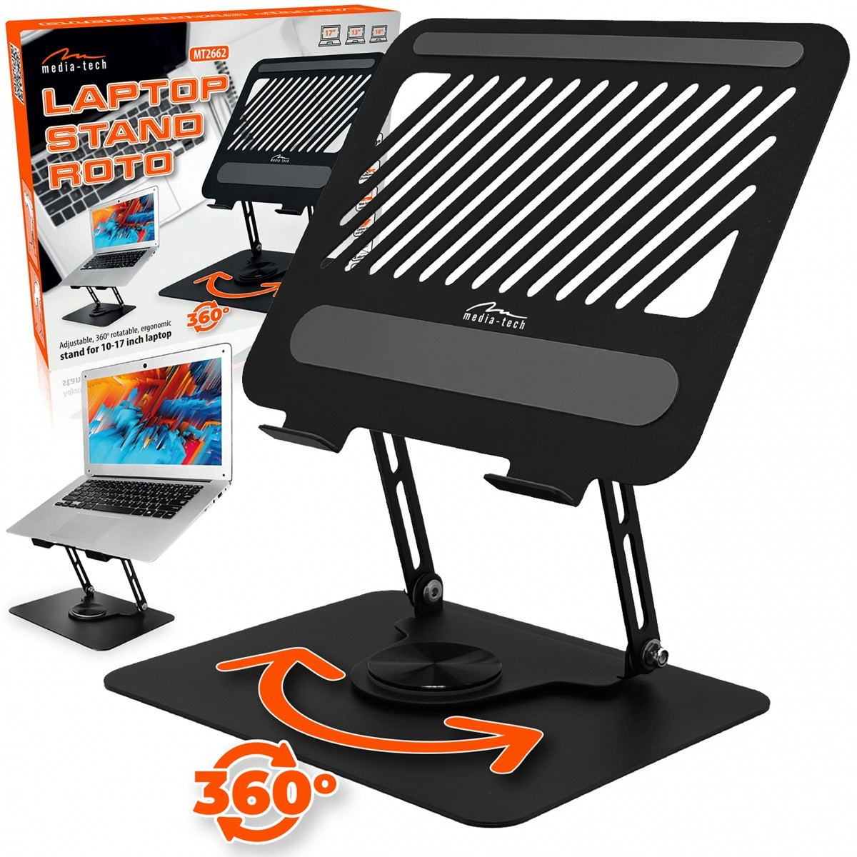 Podstawka pod laptopa - regulowana, obracana, ergonomiczna  Media-Tech ROTO