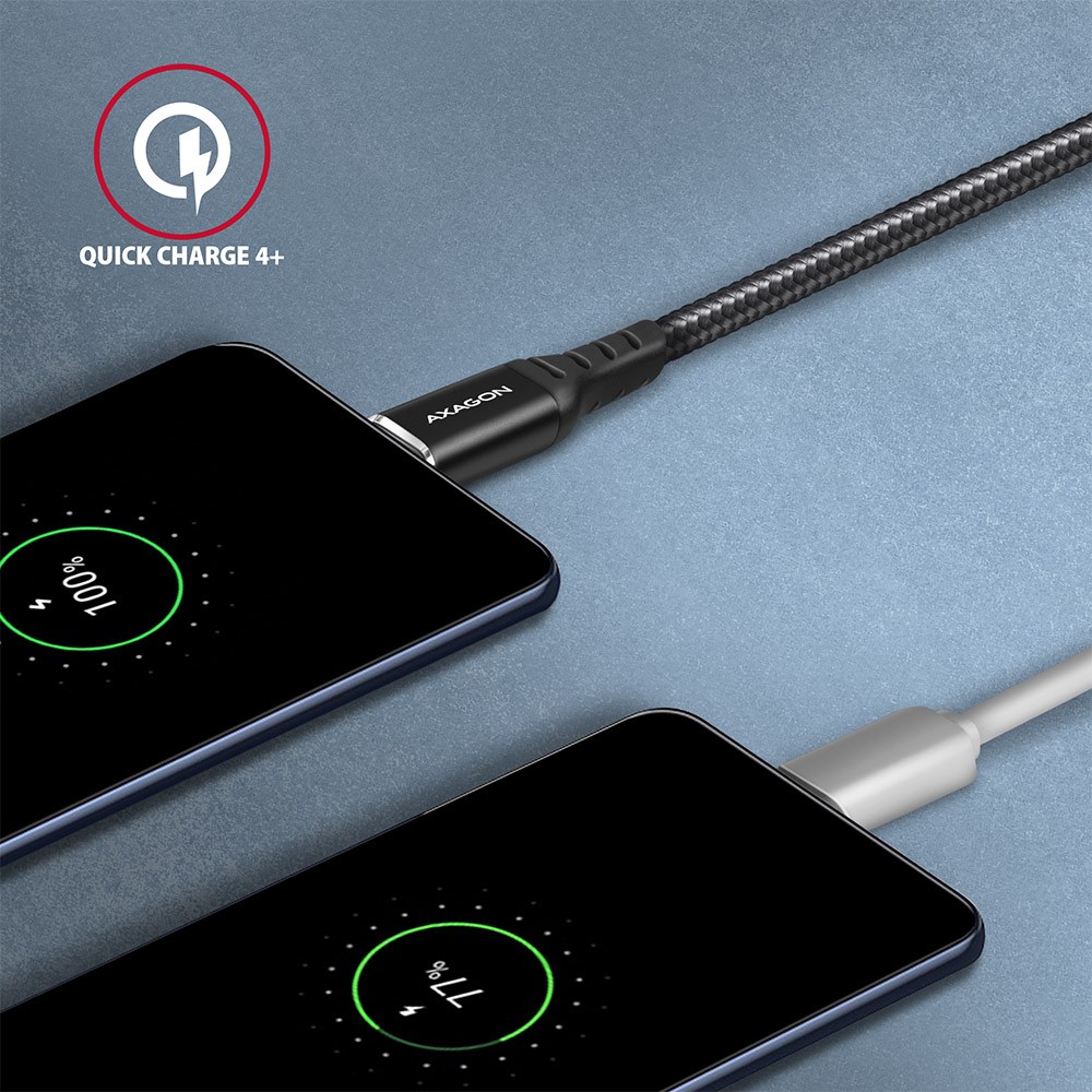 Kabel USB Type-C 3.0 m Axagon 60W Oplot Czarny - obrazek 2