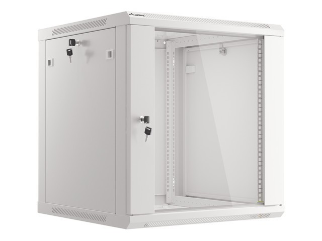 Szafa wisząca rack 19'' 12U 600x600mm szara (drzwi przednie szklane) Langberg