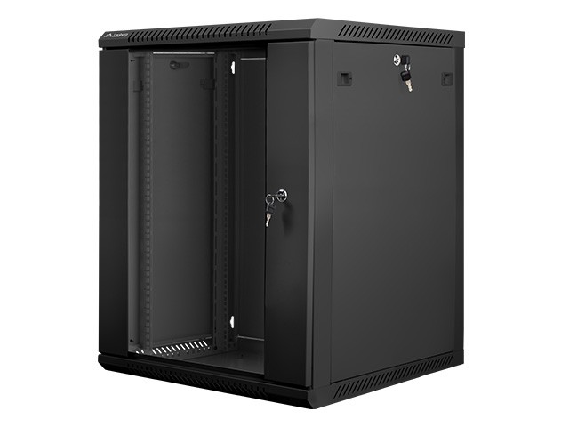 Szafa wisząca rack 19'' 15U 600x600mm czarna (drzwi przednie szklane) Langberg