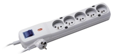Listwa zasilająca LESTAR LV-530W 5W 5 gniazd 2.5 m szara