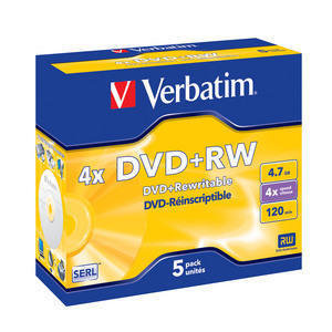 DVD+RW VERBATIM 4,7GB x4 Jewel Case*5