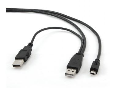 Kabel USB 2.0 męski A x 2 na min-USB typ CANON (5-pin) męski 0.9m Gembird