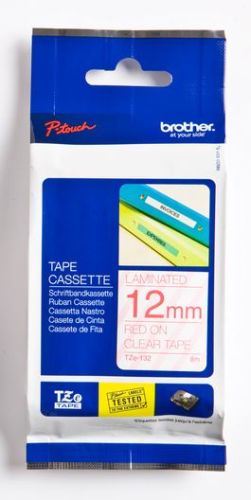 Taśma do drukarki etykiet Brother TZE132 12 mm Czerwone na Przeźroczystym - obrazek 3