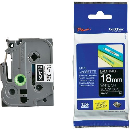 Taśma do drukarki etykiet Brother TZe345 18mm Biały na Czarnym - obrazek 4