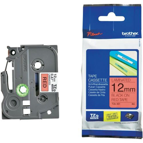 Taśma do drukarki etykiet Brother TZe431 12mm Czarne na Czerwonym - obrazek 4