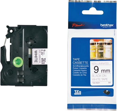 Taśma do drukarki etykiet Brother TZEN221 9mm Czarny na Białym - obrazek 4