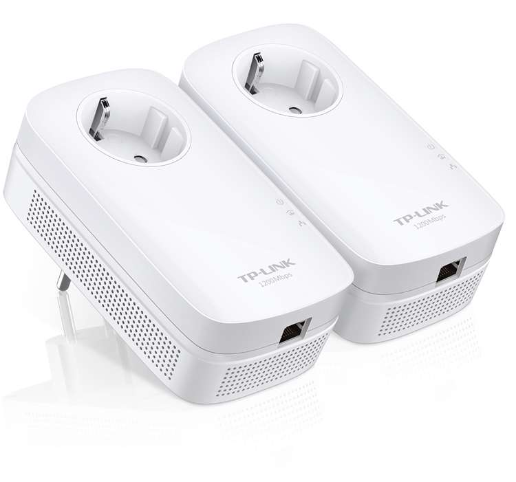 HomePlug TP-Link TL-PA8010P KIT Powerline Adapter AC PassThrough Gigabit AV1200 Twin Pack