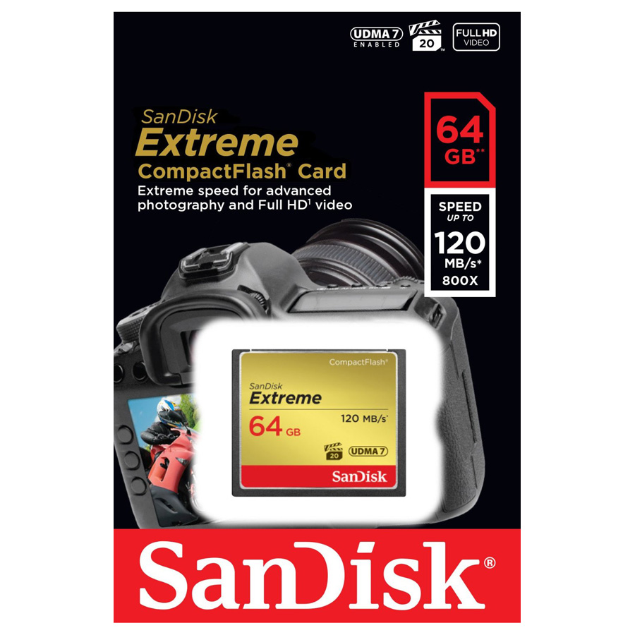 - karta pamieci CF 64GB SanDisk Extreme 120MB/85MB