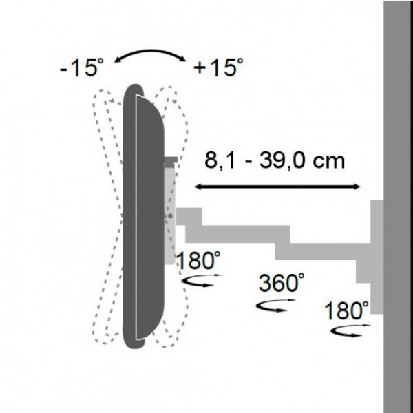 Uchwyt do mocowania LCD 13" - 30" - 15 Kg Ścienny obrotowy; dwuramienny Techly - obrazek 3