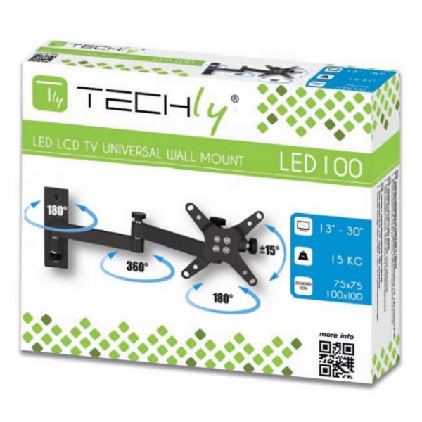 Uchwyt do mocowania LCD 13" - 30" - 15 Kg Ścienny obrotowy; dwuramienny Techly - obrazek 2