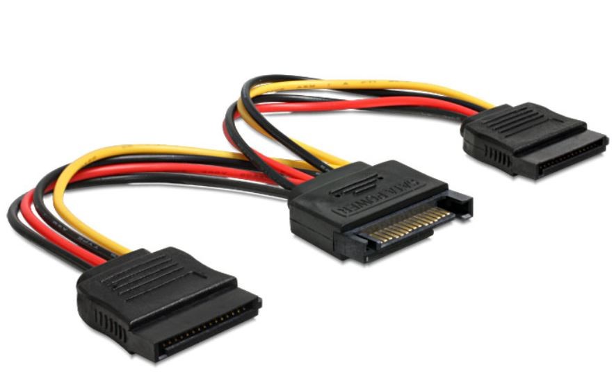 Kabel zasilający do dysków SATA męski na 2 x SATA żeński Delock