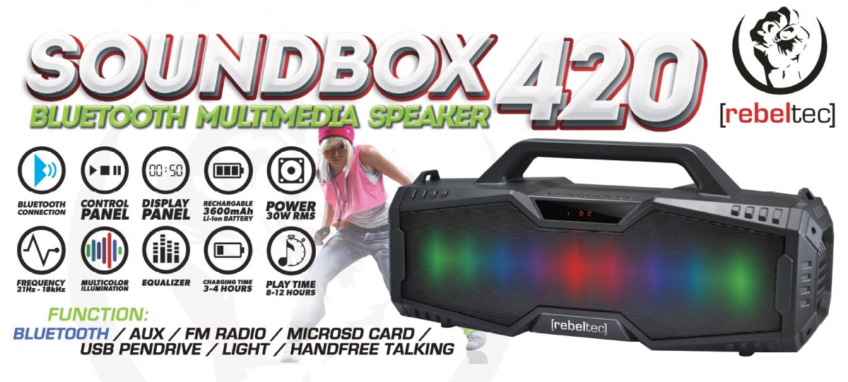 Głośnik Bluetooth Rebeltec Bluetooth SoundBox 420 FM - obrazek 3
