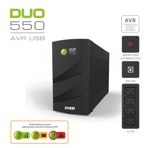 Zasilacz awaryjny UPS - Ever Duo 550 AVR USB - obrazek 4