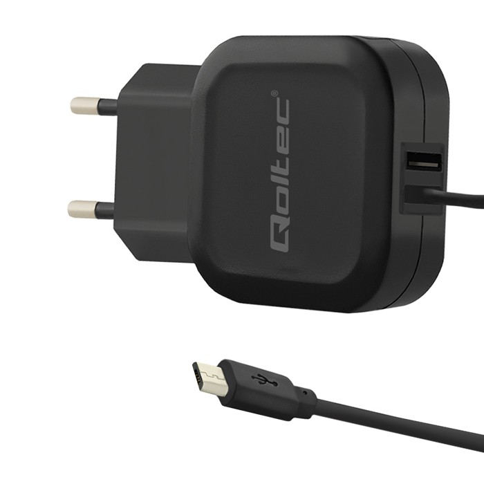 Ładowarka Sieciowa  USB   5V 2.4A + kabel Micro USB  Qoltec