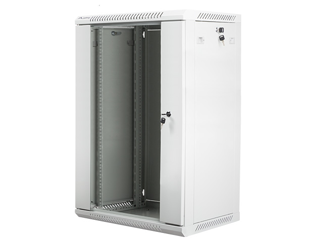 Szafa wisząca rack 19" 18U 600x450mm szara (drzwi przednie szklane) Lanberg