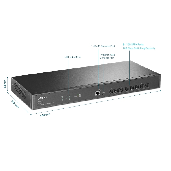 Switch TP-Link TL-SX3008F 8 x 10GE SFP+ JetStream Managed - obrazek 3