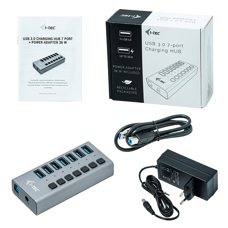 HUB USB 3.0 7 portowy z funkcją ładowania i-tec - obrazek 2