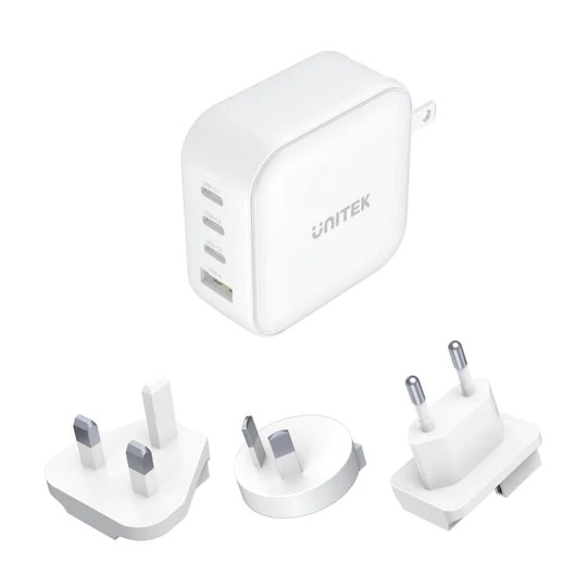 Ładowarka sieciowa USB GaN 100W 3 x USB Type-C + 1 x USB A PD Unitek Biała - obrazek 2