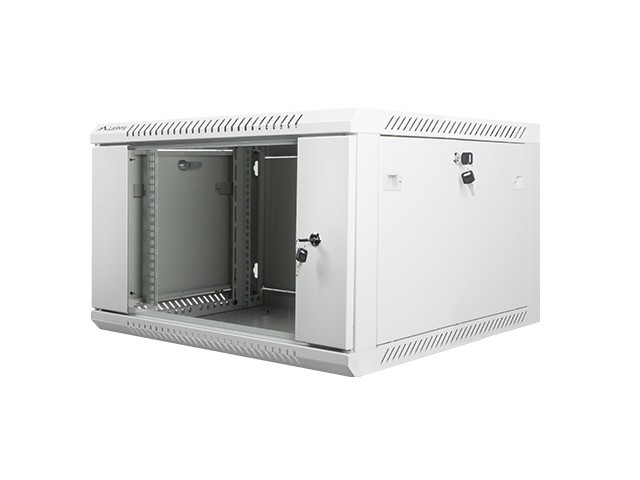 Szafa wisząca rack 19'' 6U 600x600mm szara (drzwi przednie szklane) Langberg