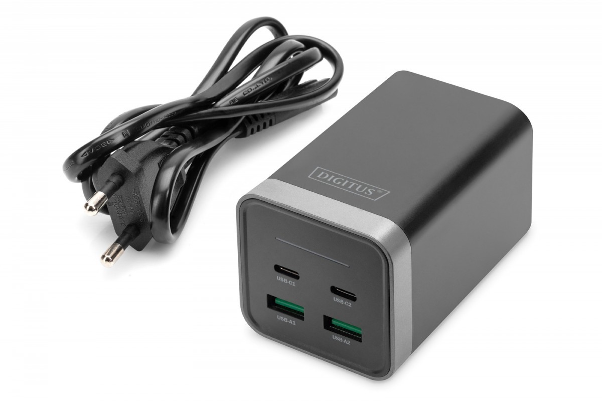 Ładowarka sieciowa USB GaN 150W 2 x USB Type-C + 2 x USB A PD Digitus Czarna - obrazek 5