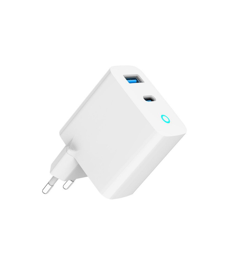 Ładowarka sieciowa USB GaN 30W 1 x USB Type-C + 1 port USB-A QC 3.0 Gembird Biała - obrazek 3