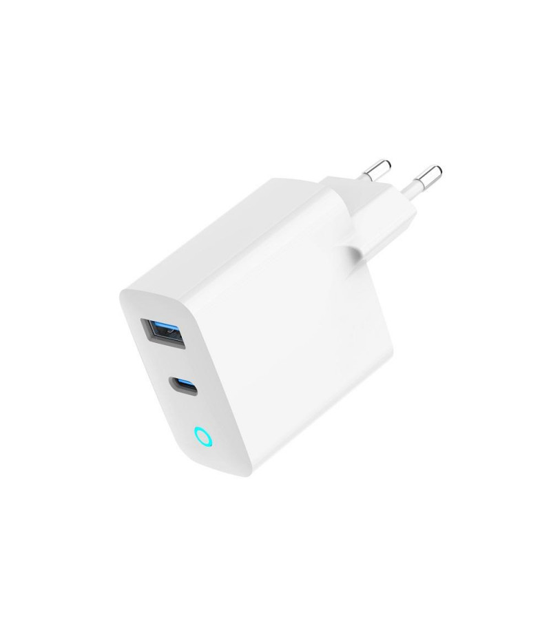 Ładowarka sieciowa USB GaN 30W 1 x USB Type-C + 1 port USB-A QC 3.0 Gembird Biała - obrazek 4