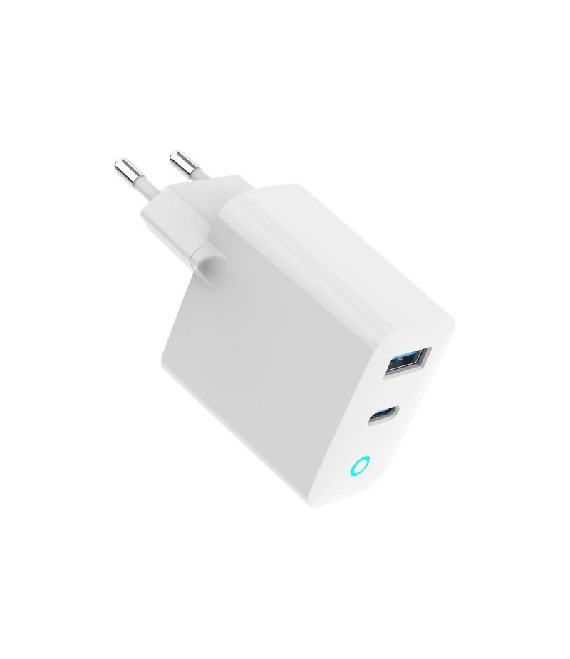 Ładowarka sieciowa USB GaN 30W 1 x USB Type-C + 1 port USB-A QC 3.0 Gembird Biała - obrazek 5