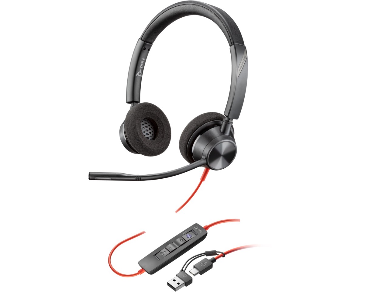 Słuchawki Poly Blackwire 3320 USB-C + USB-C/A Adapter