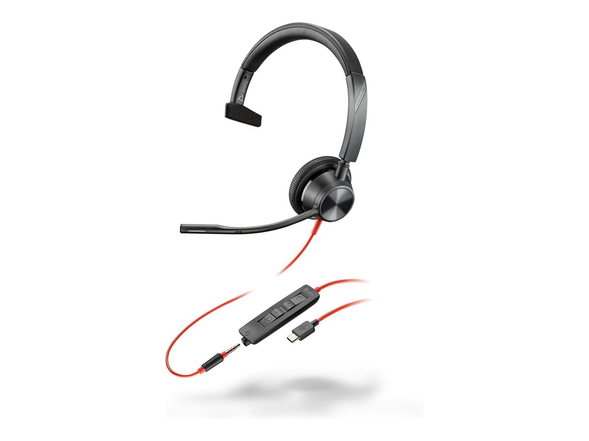 Słuchawka Poly Blackwire 3315 USB-C + 3,5mm jack + Adapter USB-C/A