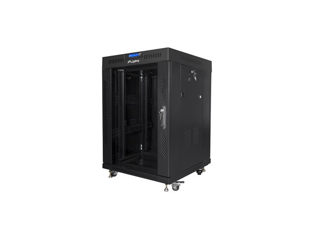 Szafa stojąca rack 19" 15U 600x600mm czarna (drzwi przednie szklane) LCD Lanberg - obrazek 4
