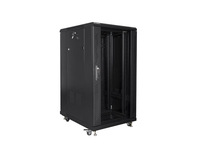 Szafa stojąca rack 19" 22U 600x800mm czarna (drzwi przednie szklane) Lanberg - obrazek 3