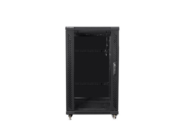 Szafa stojąca rack 19" 22U 600x800mm czarna (drzwi przednie szklane) Lanberg - obrazek 2