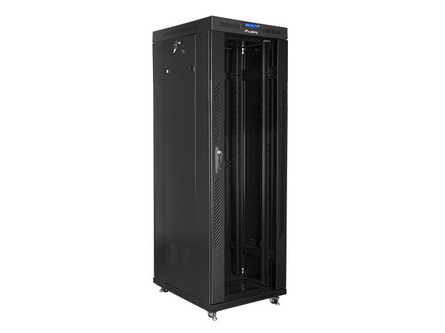 Szafa stojąca rack 19" 37U 600x800mm czarna (drzwi przednie szklane) LCD Lanberg - obrazek 2