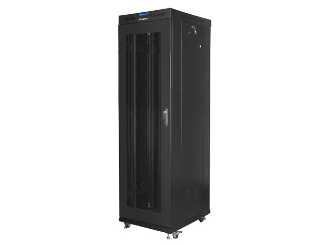Szafa stojąca rack 19" 42U 600x800mm czarna (drzwi przednie perforowane) LCD Lanberg