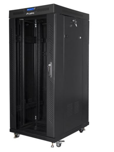 Szafa stojąca rack 19" 27U 800x1000mm czarna (drzwi przednie szklane) LCD Lanberg