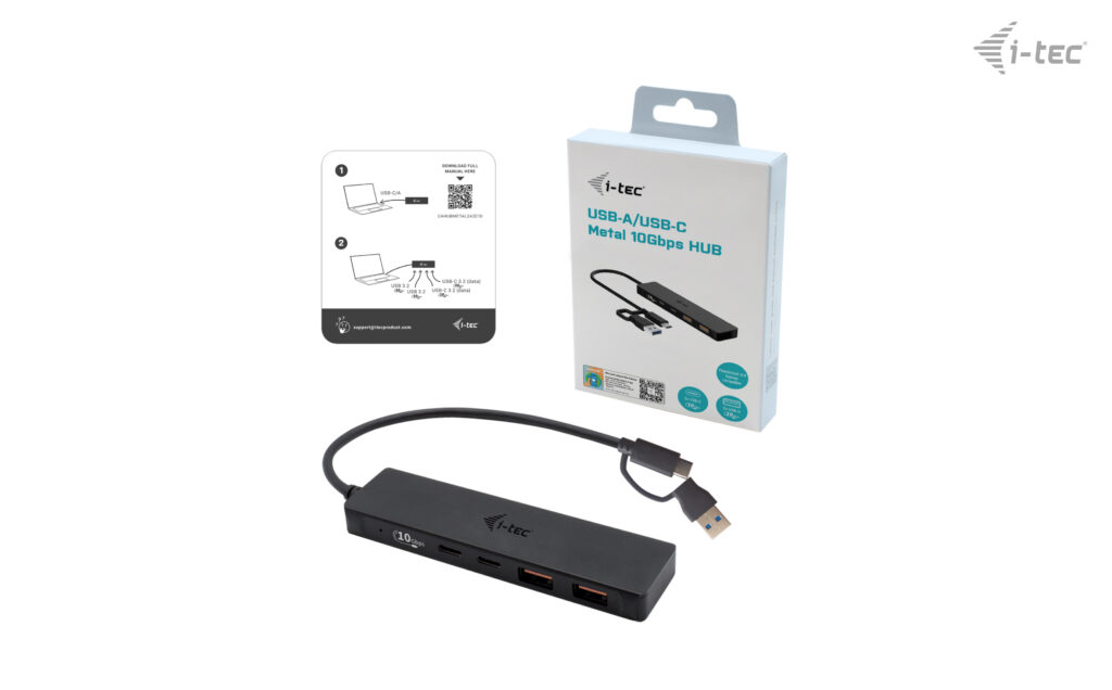 HUB USB-C/USB-A 4 portowy 2xUSB-C 2xUSB 3.0 i-tec - obrazek 2