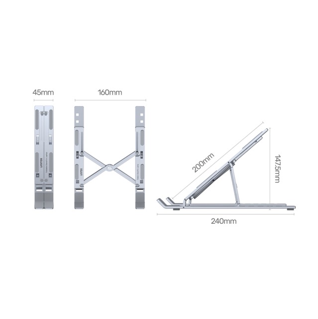 Podstawka pod laptop aluminiowa, składana Unitek - obrazek 3