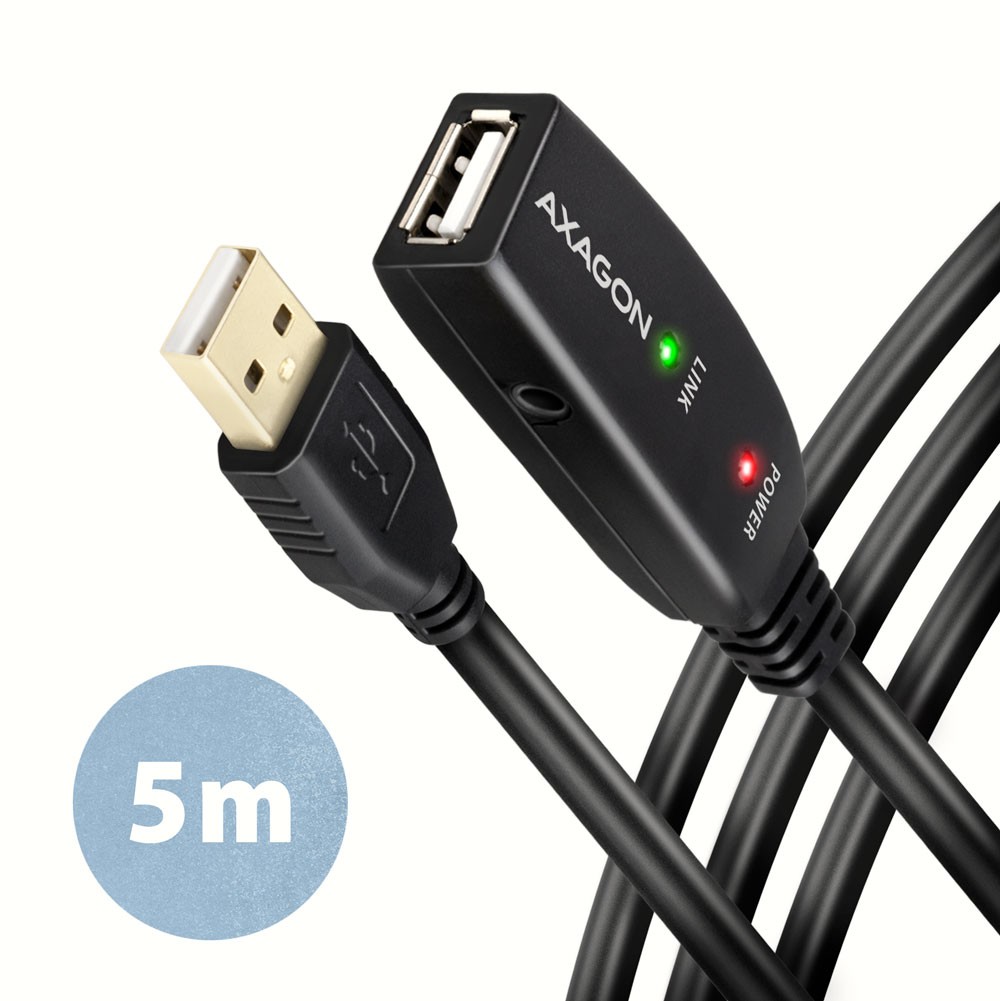 Kabel USB 2.0 przedłużacz 5.0 m aktywny Axagon