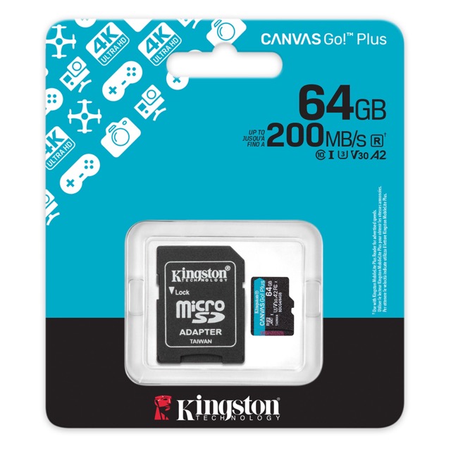 - karta pamieci MicroSD 64GB SDXC Kingston Canvas Go! Plus 200MB/100MB + Adapter SD! - obrazek 2