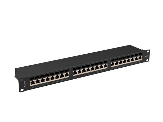 Patchpanel 19" 1U 24 porty kat. 6A FTP z organizerem kablowym Lanberg Czarny - obrazek 2