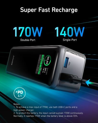 PowerBank Anker 27650mAh 250W Czarny - obrazek 4
