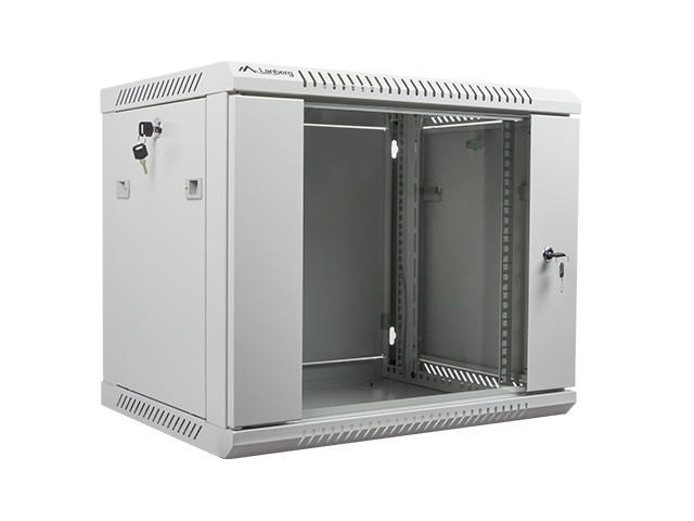 Szafa wisząca rack 19'' 9U 600x450mm szara (drzwi przednie szklane) Langberg - obrazek 3