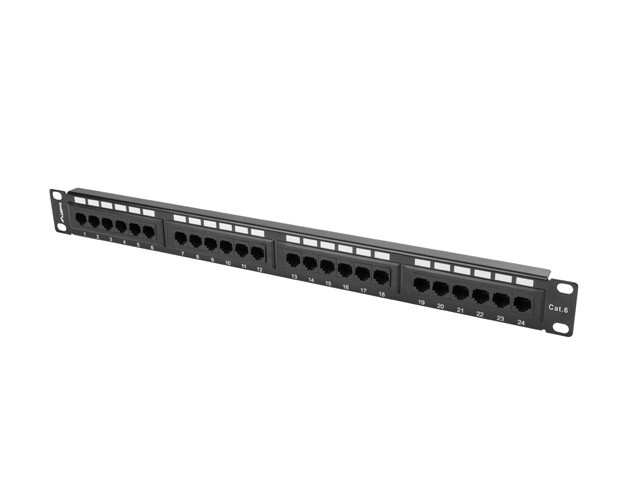 Patchpanel 19" 1U 24 porty kat.6 UTP Czarny Lanberg