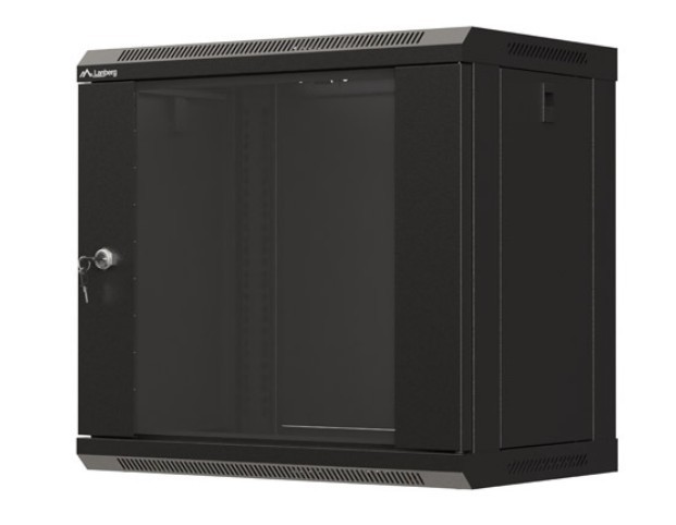 Szafa wisząca rack 19'' 9U 540x350mm szara (drzwi przednie szklane) Langberg - obrazek 3